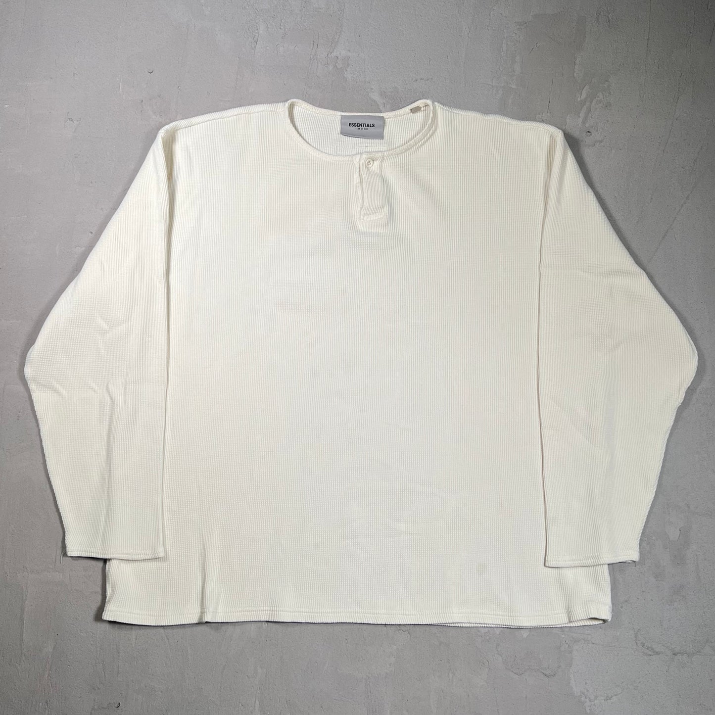 Fear of God FOG Essentials White Thermal Longsleeve Size Large USED x17858