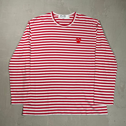 CDG Comme Des Garcons White/Red Longsleeve Size XXL USED x17860