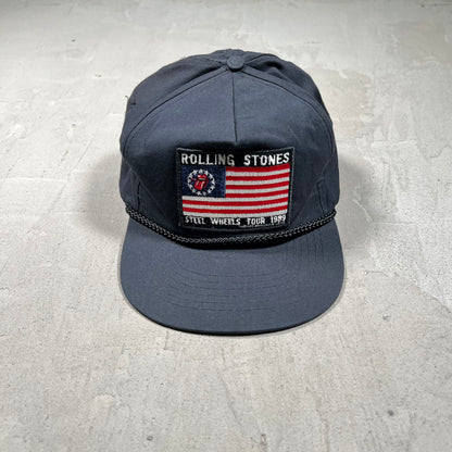 1989 Rolling Stones Steel Wheels Tour Dark Navy SnapBack Hat USED v19752