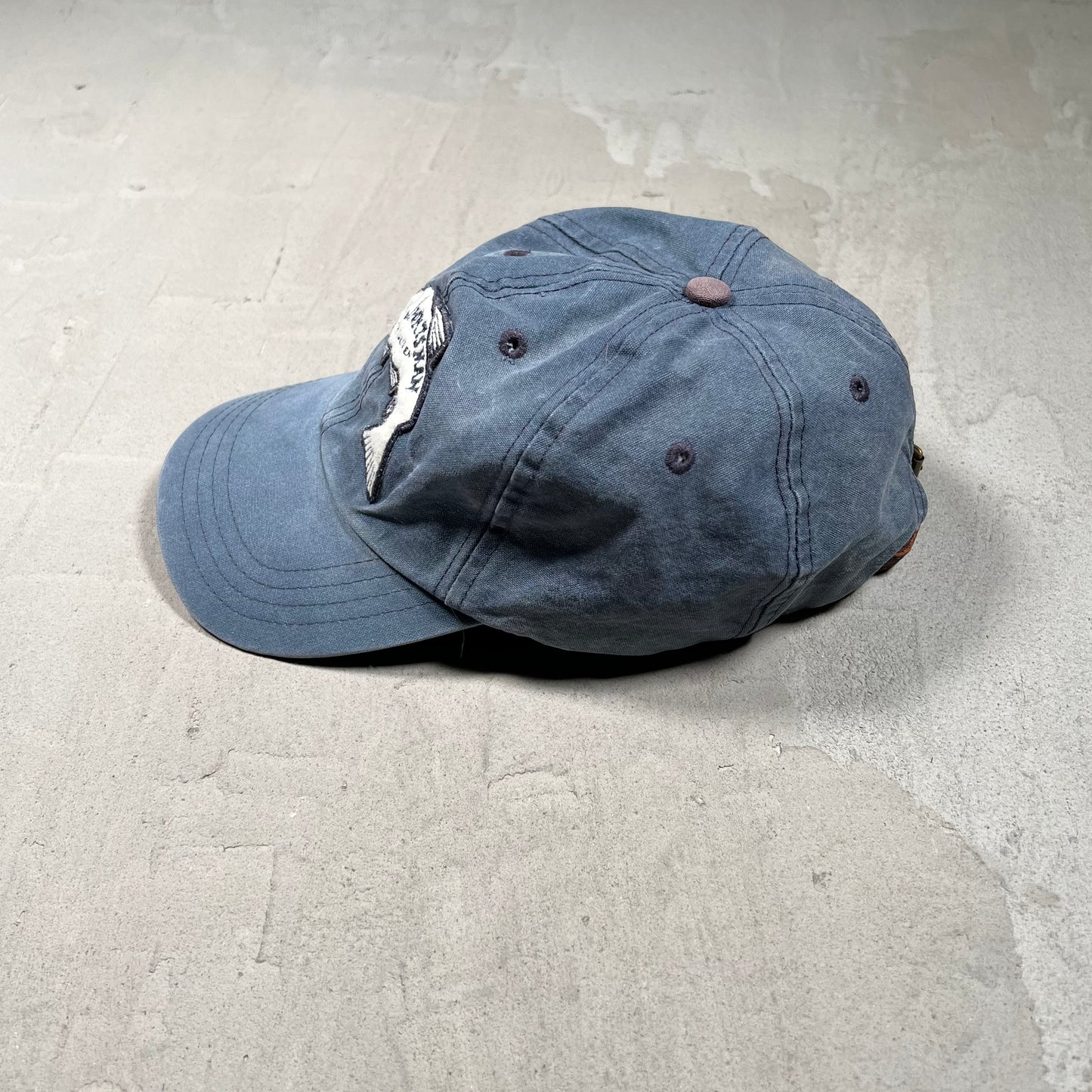Y2K Polo Sport Ralph Lauren Base Fishing Patch Washed Blue Hat USED v19739