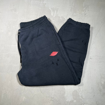 Jordan Wing Logo Distressed Black Sweatpants Size Large USED v19734