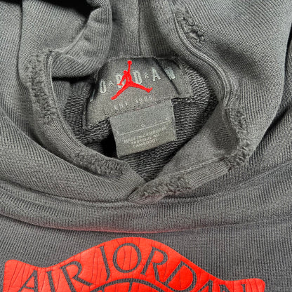 Jordan Wing Logo Distressed Black Hoodie Size Large USED v19733