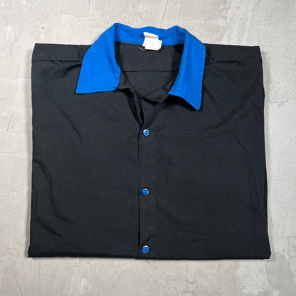 Y2K Malcolm In The Middle Lucky Strikes Bowling Button Up Black Shirt Size Large USED v19751