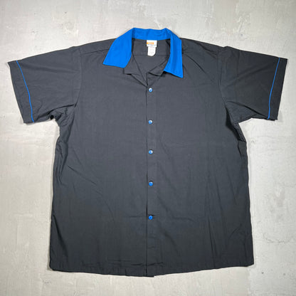 Y2K Malcolm In The Middle Lucky Strikes Bowling Button Up Black Shirt Size Large USED v19751