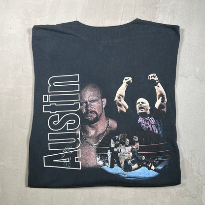 1999 Stone Cold WWF Button Up Baseball Black Jersey Size Large USED v19740