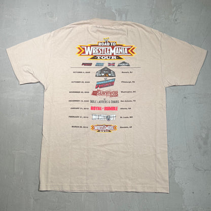 2007 WWE Crew Wrestle Mania Tour Tan Tee Size Large USED v19741