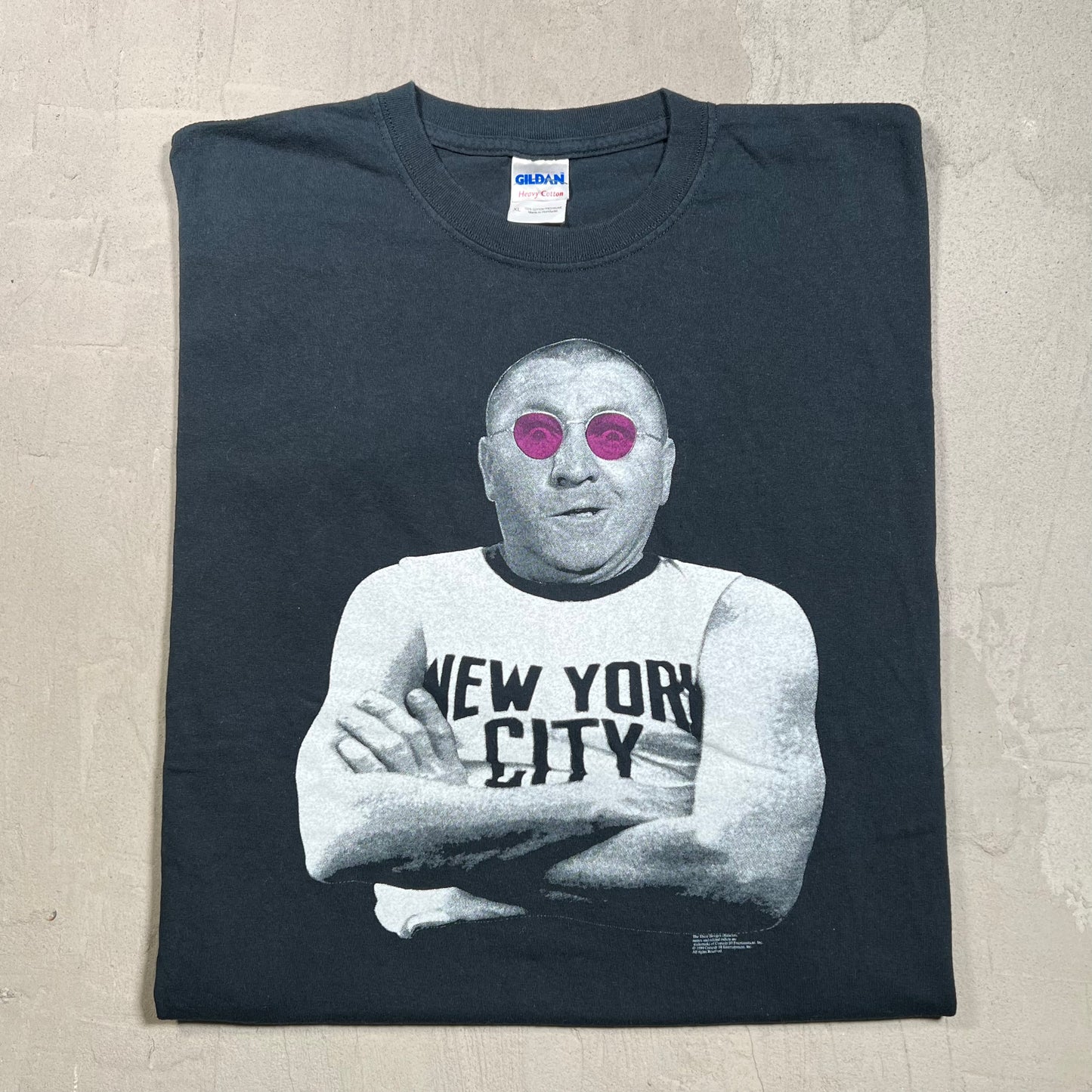 Y2K Three Stooge John Lennon Spoof Black Tee Size XL USED v19748