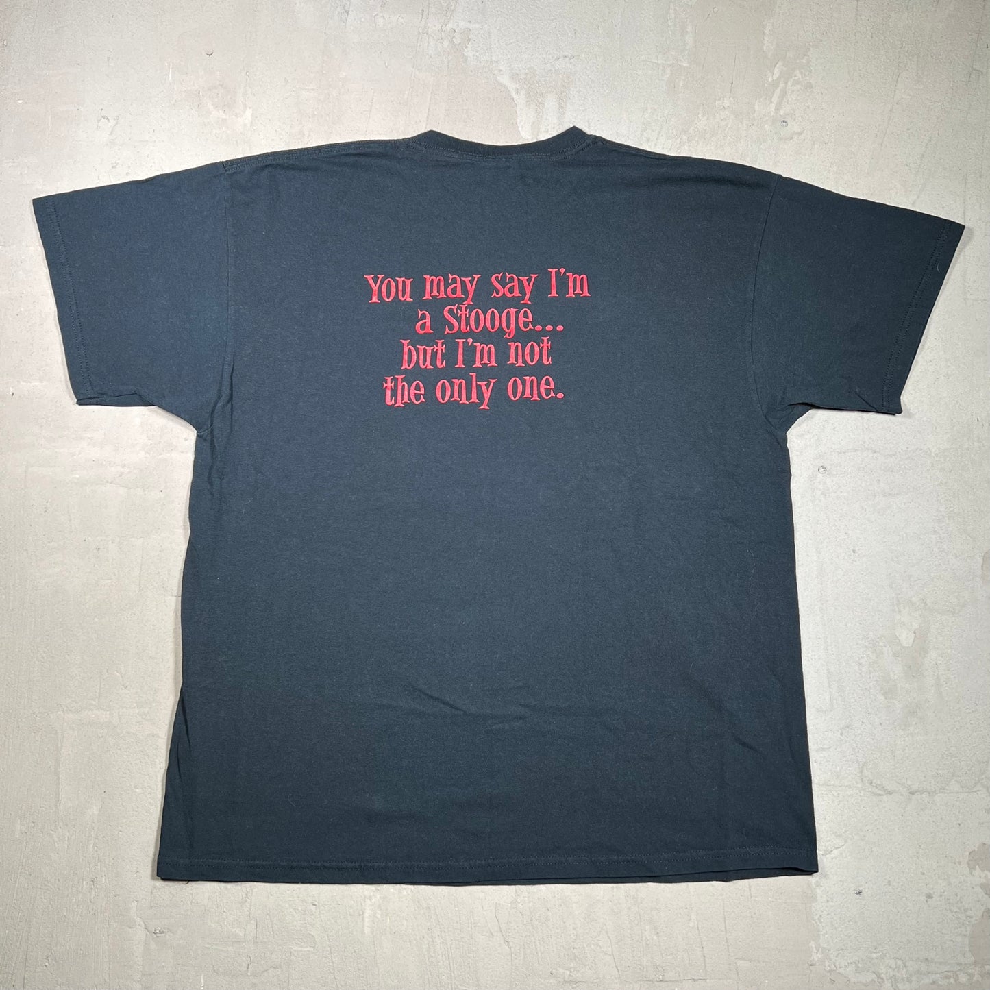 Y2K Three Stooge John Lennon Spoof Black Tee Size XL USED v19748