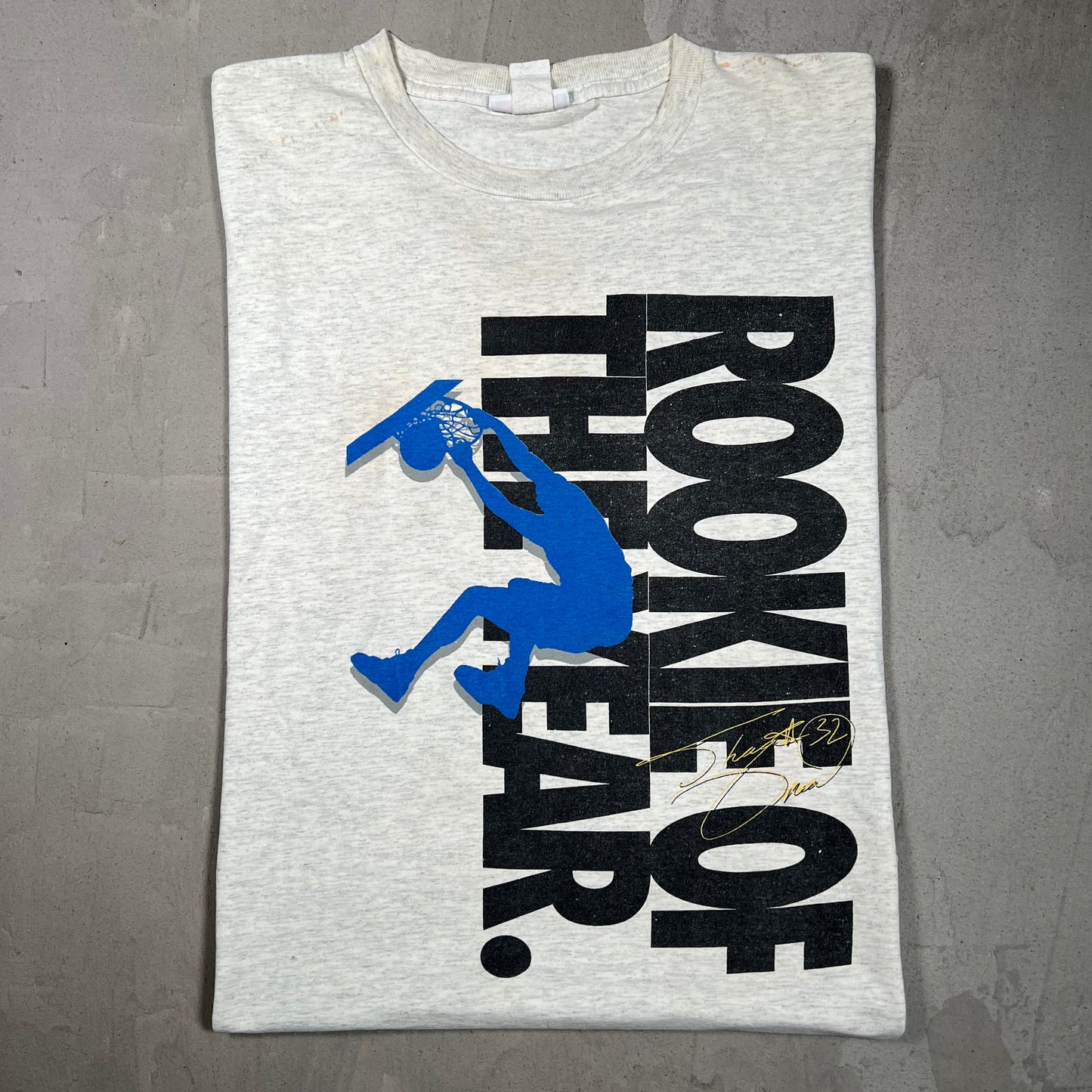 1990s Shaq Reebok Rookie of The Year Grey Tee Size Large USED v19742