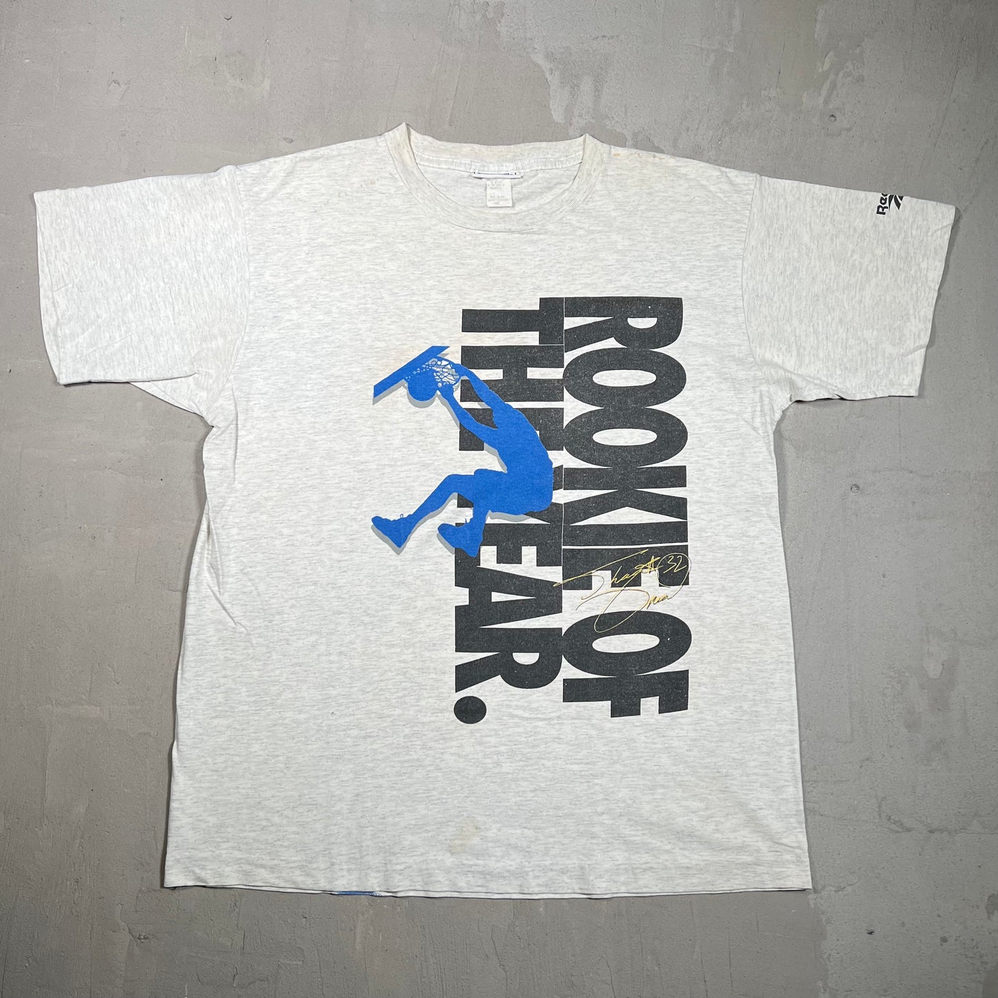 1990s Shaq Reebok Rookie of The Year Grey Tee Size Large USED v19742
