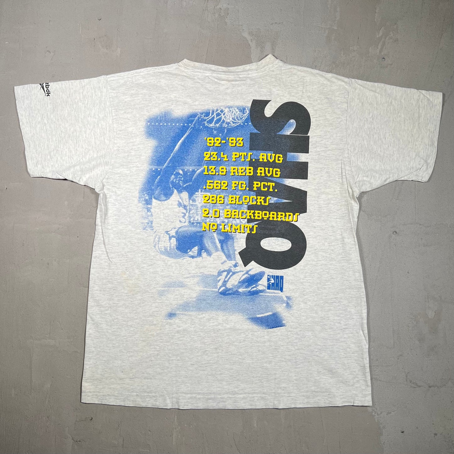 1990s Shaq Reebok Rookie of The Year Grey Tee Size Large USED v19742