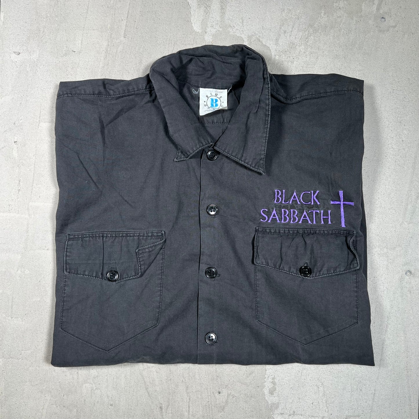 1990s Black Sabbath Ozzy Black Button Up Shirt Size XL USED v19746