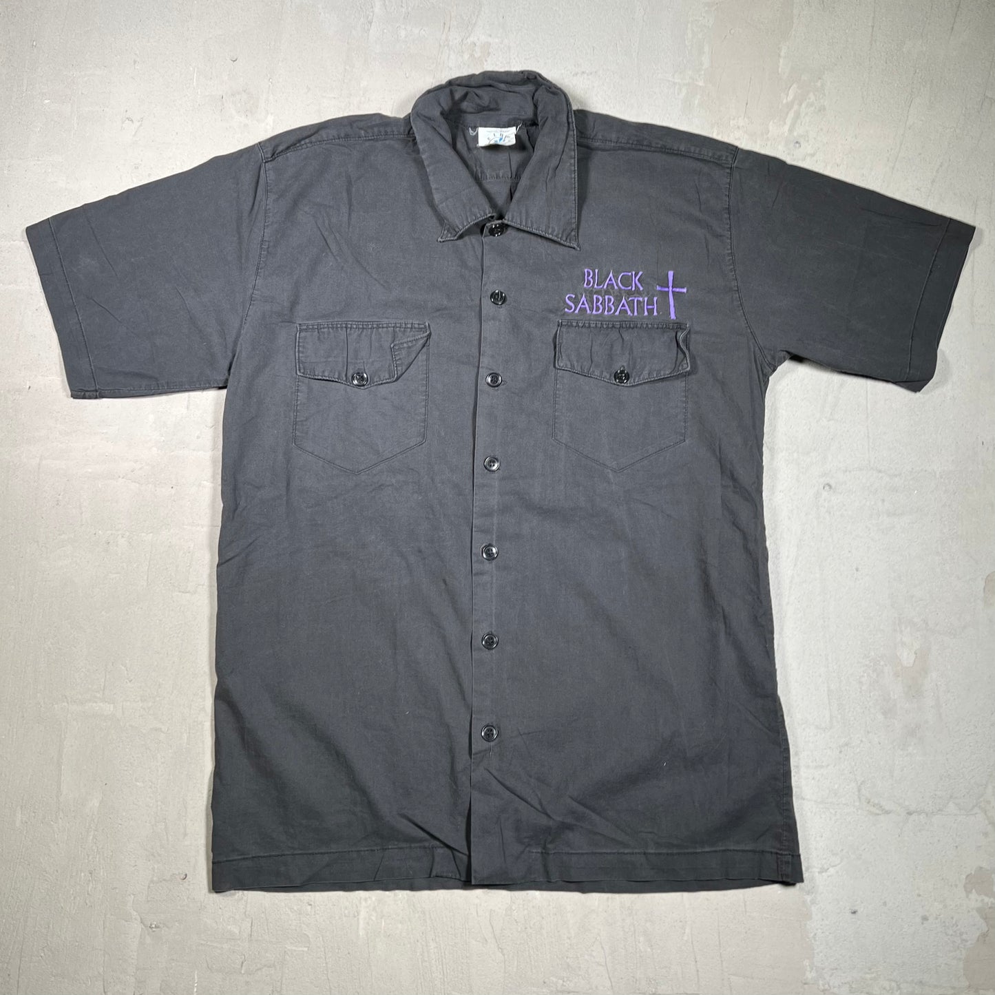 1990s Black Sabbath Ozzy Black Button Up Shirt Size XL USED v19746