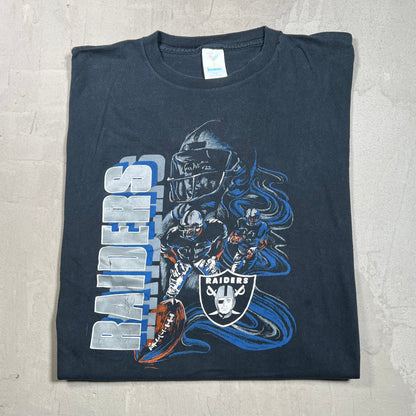 1990s LA Raiders Graphic Tee Size Large USED v19744