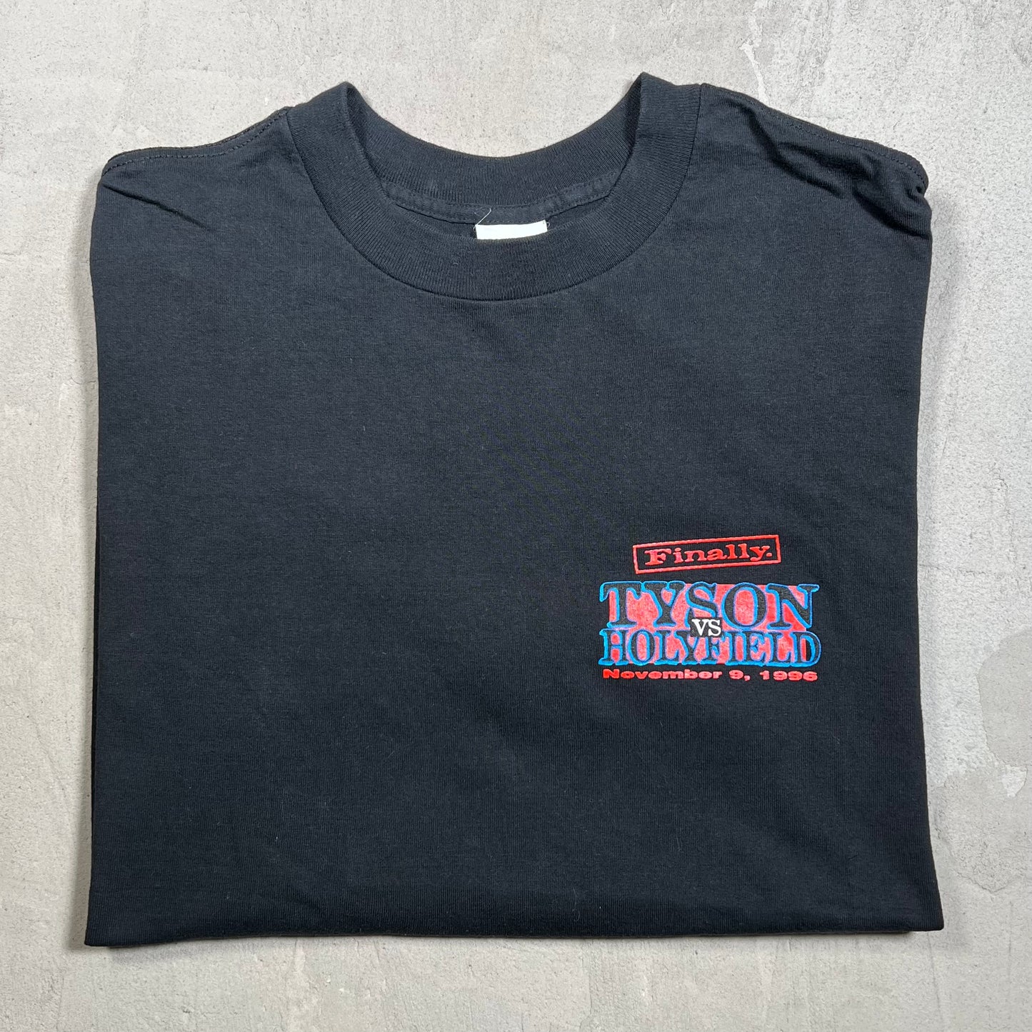 1996 Mike Tyson Holyfield MGM Grand Boxing Match Black Tee Size Large USED v19789