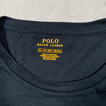 Polo Ralph Lauren Bear Drinking Black Tee Size XL USED v19794