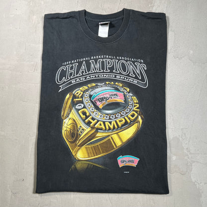 1999 San Antonio Spurs Champs Ring Black Tee Size XL USED v19792
