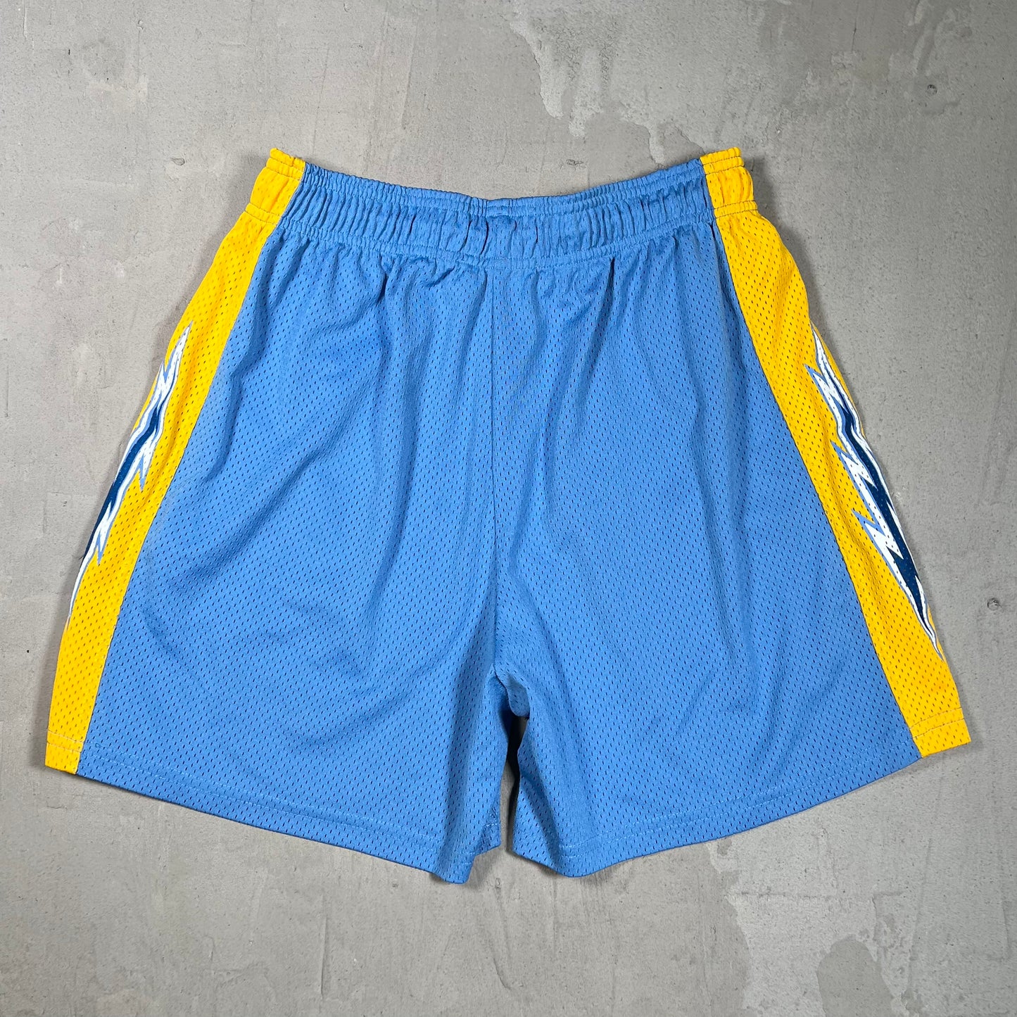 Eric Emanuel Bolt Blue/Yellow Shorts Size Large USED x17921