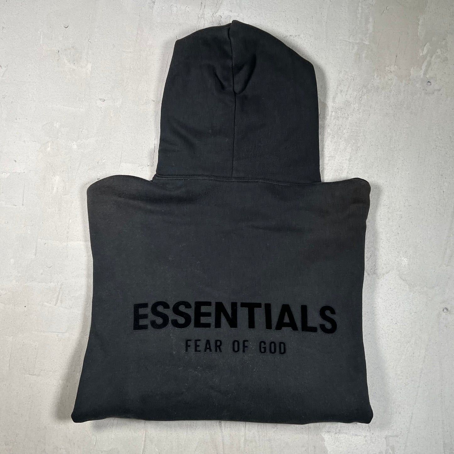 Fear of God FOG Essentials Fadded Black Hoodie Size Small USED x17905