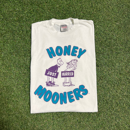 1990s Honey Mooners Just Married White Tee Size Large USED v10625