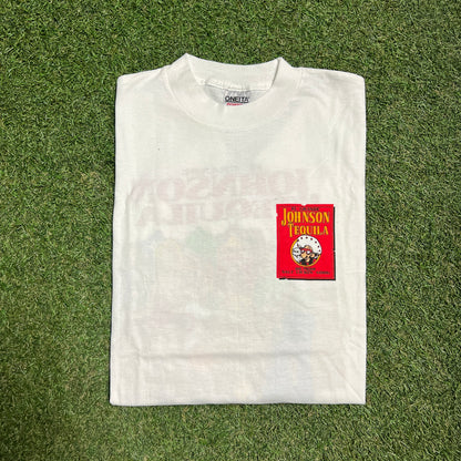 1992 Big Johnson Tequila "El Grande" White Tee Size Large USED v8950