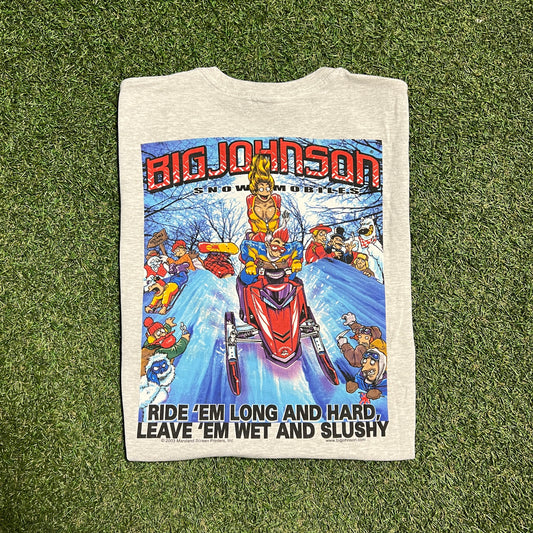 2003 Big Johnson Snowmobiles Grey Tee Size Large USED v4641