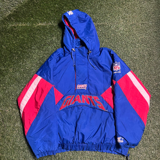 NY Giants blue and red starter jacket Size XL USED v14089