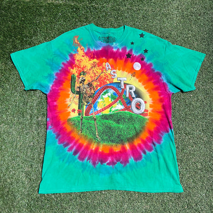 Travis Scott Astroworld Smiley Tie Dye Tee Size XL USED x13312