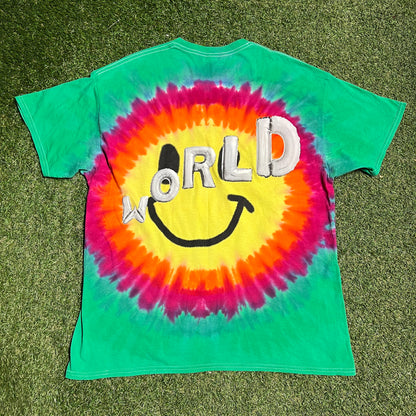 Travis Scott Astroworld Smiley Tie Dye Tee Size XL USED x13312