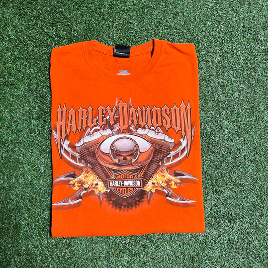 Harley davidson bedford texas tee orange Size XL USED v14077