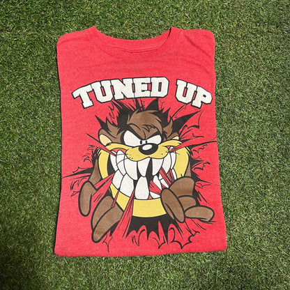 Tuned Up Taz New Age Print Red Tee Size XL USED v11869