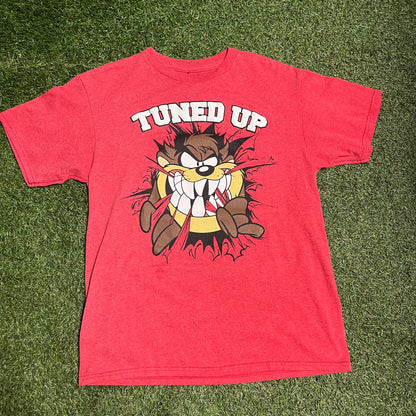 Tuned Up Taz New Age Print Red Tee Size XL USED v11869