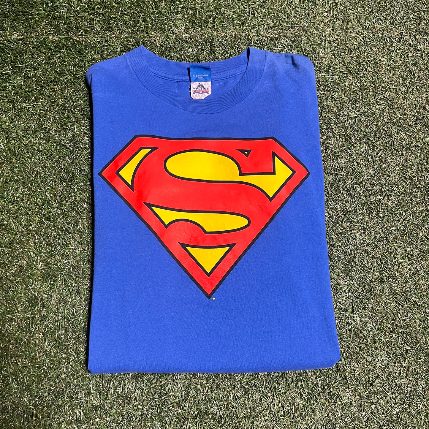 Superman Simple Logo Tee Blue Size XL USED v5715