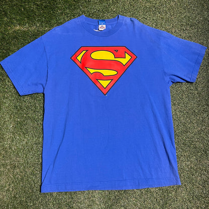 Superman Simple Logo Tee Blue Size XL USED v5715