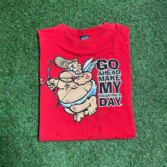 Fat Cupid Make My Valentines Tee SZ XL USED