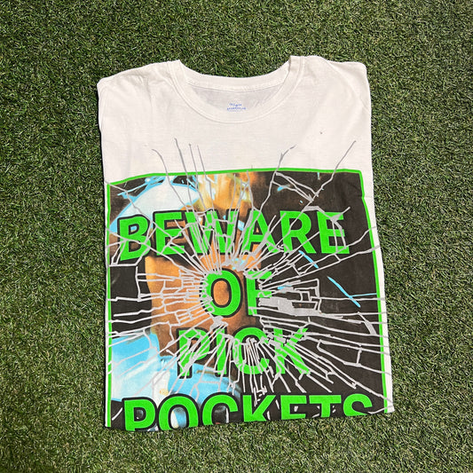 Injured Generations ASAP Rocky Beware of Pick Pockets White Longsleeve Size Large USED x11586