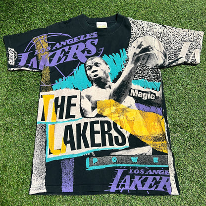 Magic Johnson Tag Lakers Full Pint Tee Size Small USED v5617