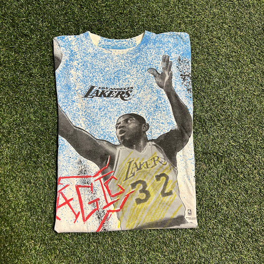 Magic Johnson La Lakers Full print tee Size XL USED v5500