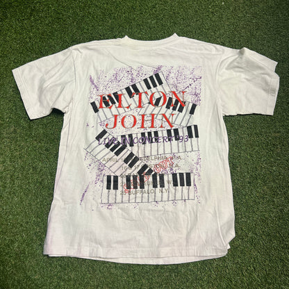 1993 Elton John Live in Concert White Tee Size Large USED v14953