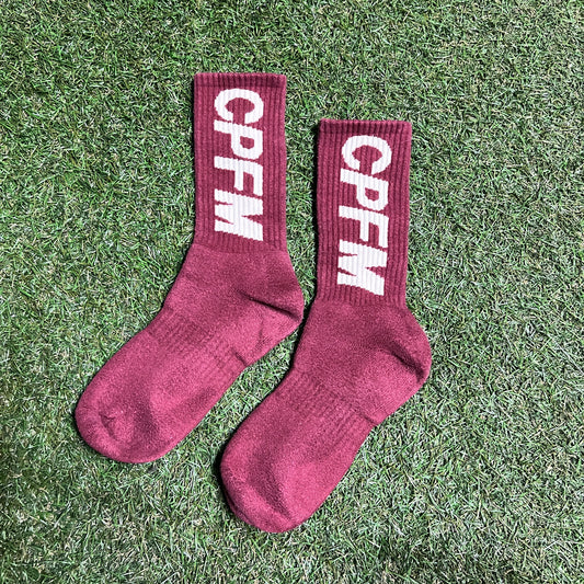 CPFM Socks Maroon One Size Used x11618