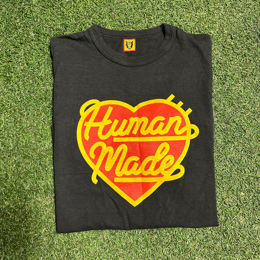 Human Made Big Heart Logo Black Tee Size Large USED x11595