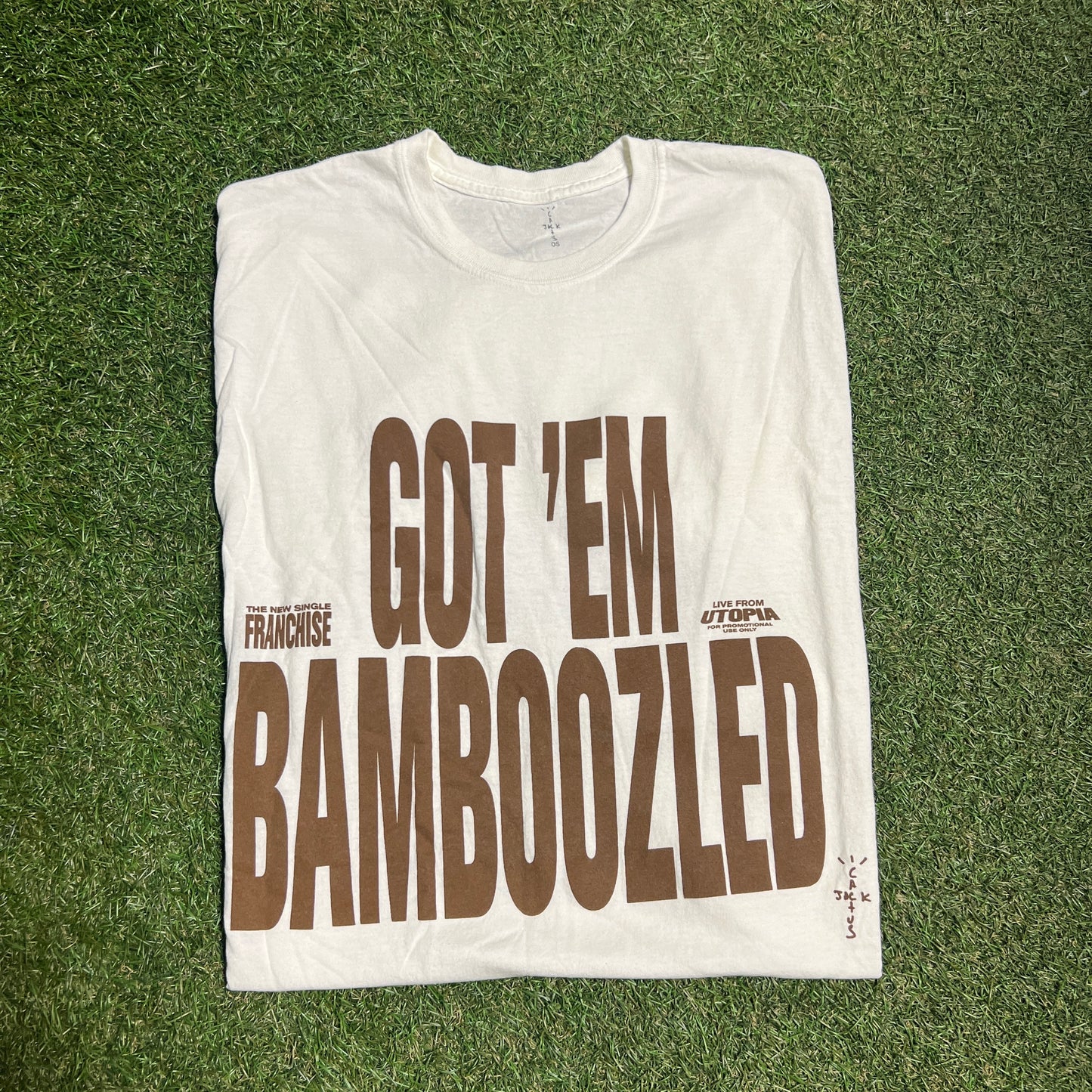 Travis Scott Got Em Bamboozled White Tee Size XLUSED x11639