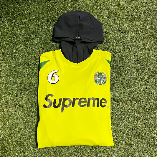 Supreme Hooded Soccer Lime Green Jersey Size Large USED x11636