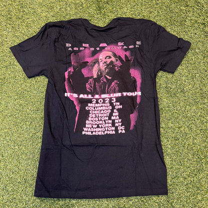 Drake & 21 Savage Bootleg It's All A Blur Tour 2023 Navy Tee Size Small NEW x8145