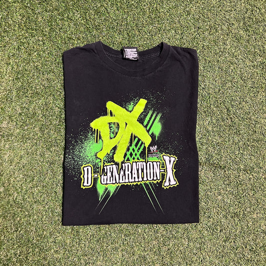 Y2K WWE D Generation X Double Sided Black Cropped Tee Size XXL USED v15936