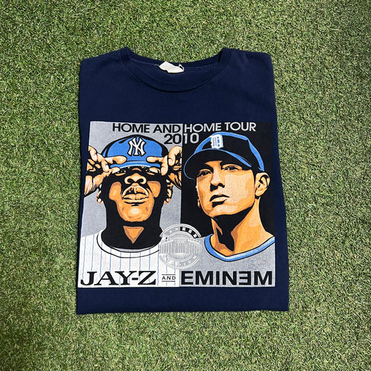 2010 Home and Home Tour Jay-Z and Eminem Navy Tee Size XL USED v14994