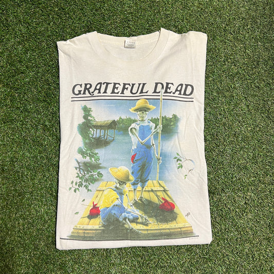 1995 Grateful Dead Garden on River Spring Tour White Tee Size XL USED v4984