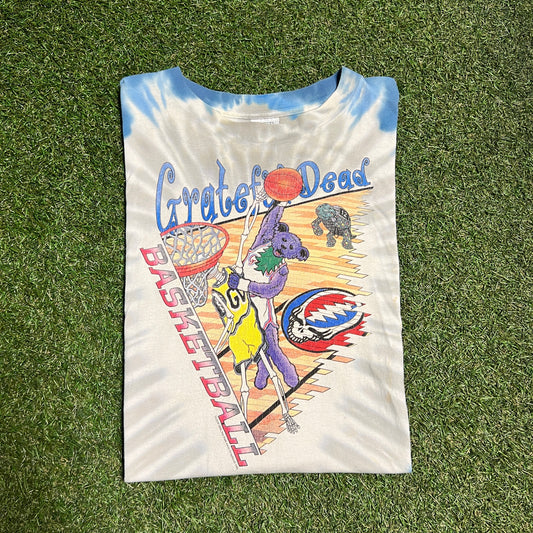 1996 Grateful Dead Basketball Bear Dunking Tie Dye Tee Size XL USED v6459