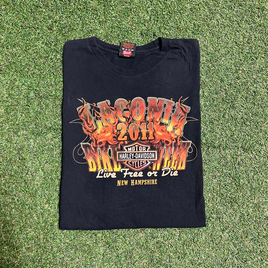 2011 Harley Davidson Bike Week New Hampshire Black Tee Size XXL USED v15938