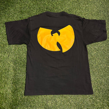 1990s Wu Tang Hip Hop Black Tee Size Large USED v4739